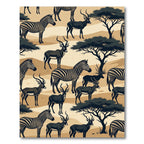 Savanna Zebra and Antelope Landscape Rug