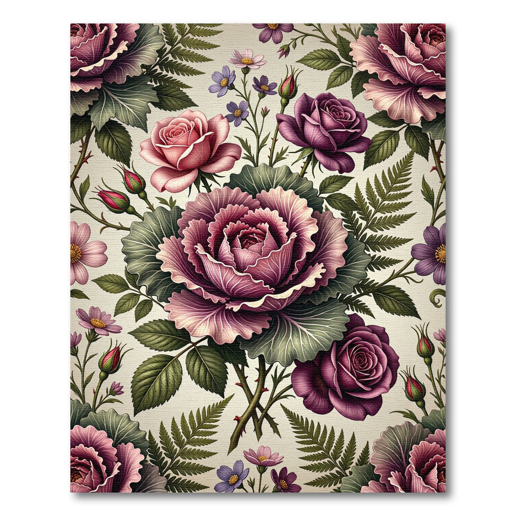Romantic Lavender Rose Floral Bouquet Rug