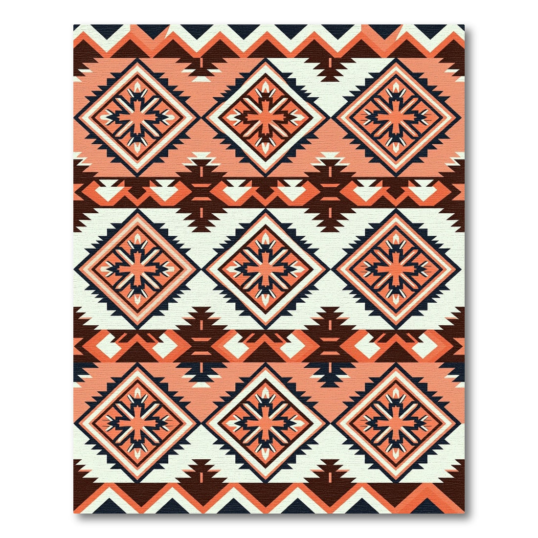 Coral Diamond Tribal Sunburst Rug