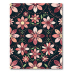 Dark Navy Blush Pink Floral Folk Rug