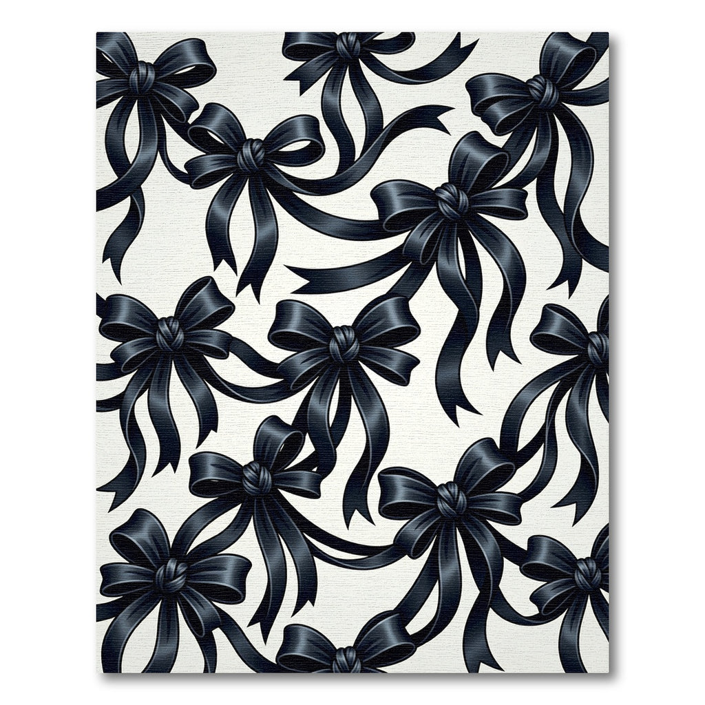 Elegant Black Ribbon Bows Rug