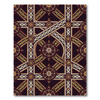 Ornate Burgundy Gold Geometric Medallion Rug