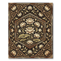 Golden Lotus Hexagon Floral Scroll Rug