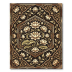 Golden Lotus Hexagon Floral Scroll Rug