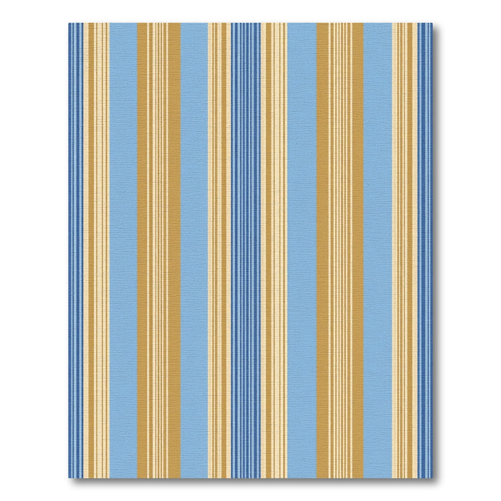 Classic Blue and Gold Striped Textile Rug