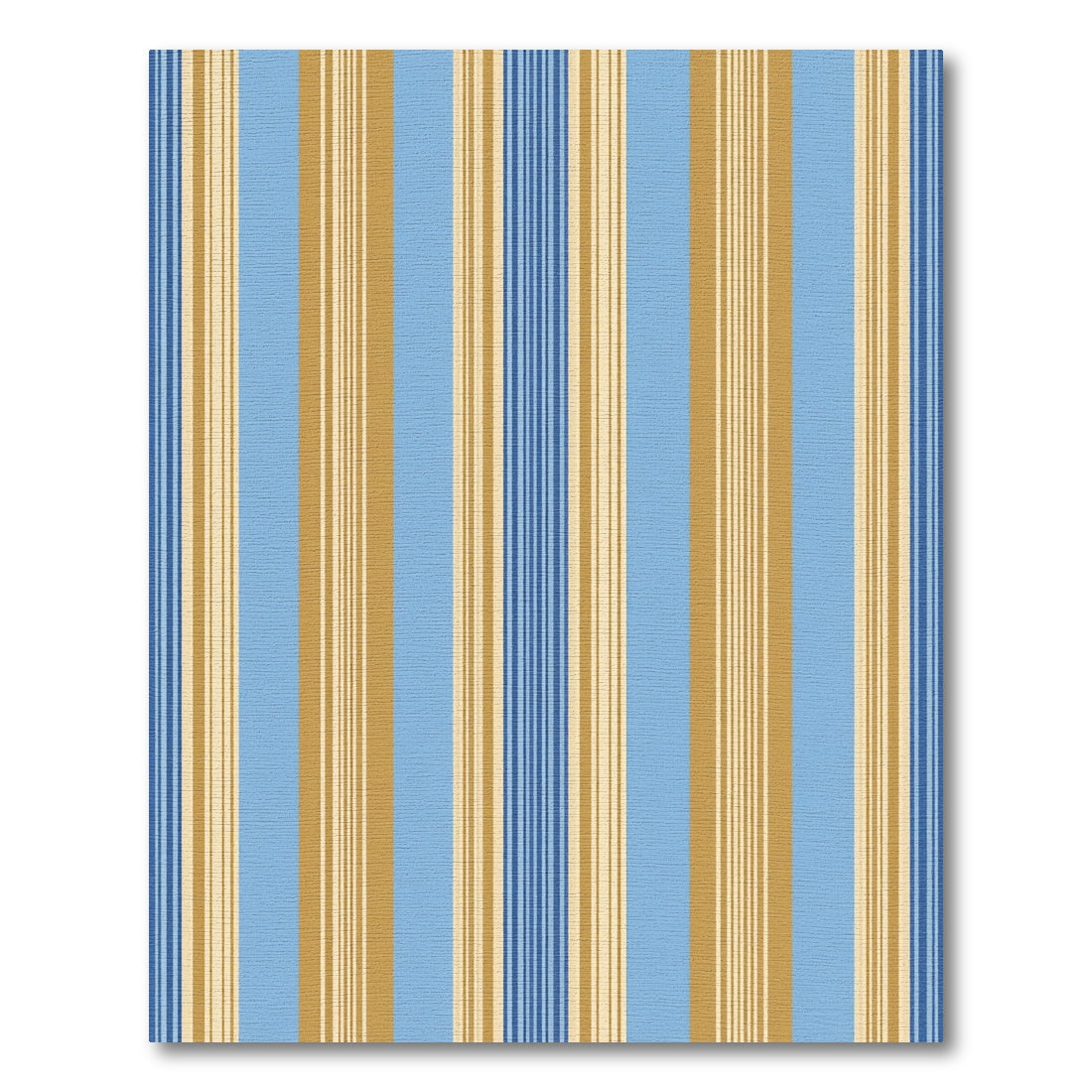 Classic Blue and Gold Striped Textile Rug