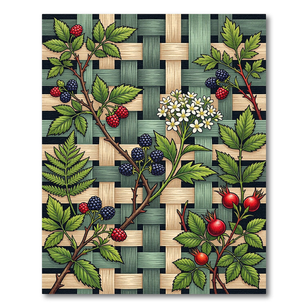 Emerald Blackberry Botanical Weave Rug