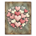 Rustic Pink Heart Bouquet Illustration Rug