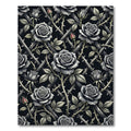 Gothic Black Rose Trellis Floral Rug