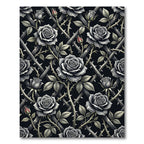 Gothic Black Rose Trellis Floral Rug