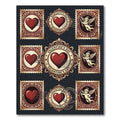 Vintage Crimson Heart Cherub Postage Collage Rug