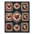 Vintage Crimson Heart Cherub Postage Collage Rug