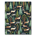Enchanted Winter Forest Reindeer Woodland Rug