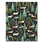 Enchanted Winter Forest Reindeer Woodland Rug