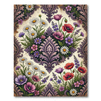 Floral Damask Garden in Purple Hues Rug