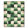 Green Cream Checkerboard Splatter Texture Rug