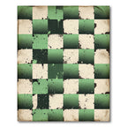 Green Cream Checkerboard Splatter Texture Rug