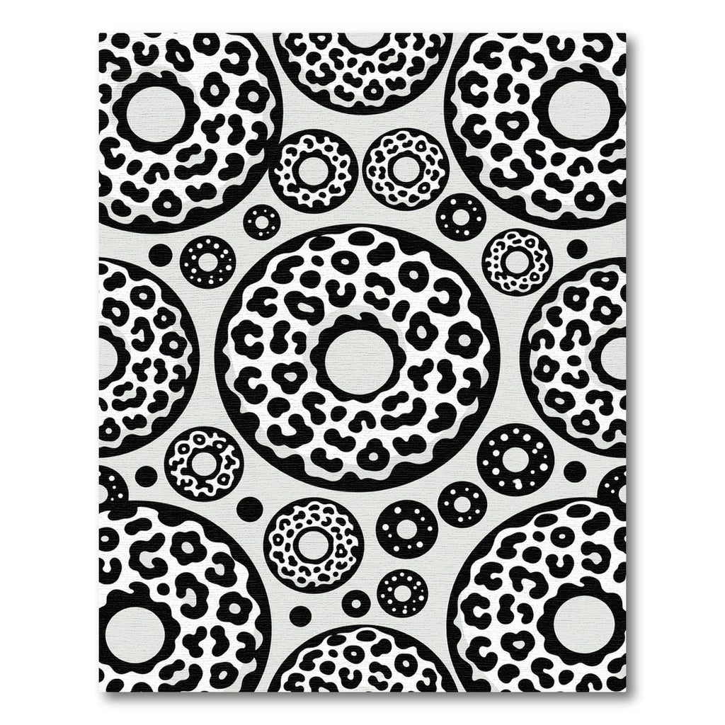 Monochrome Leopard Spotted Donut Illustration Rug