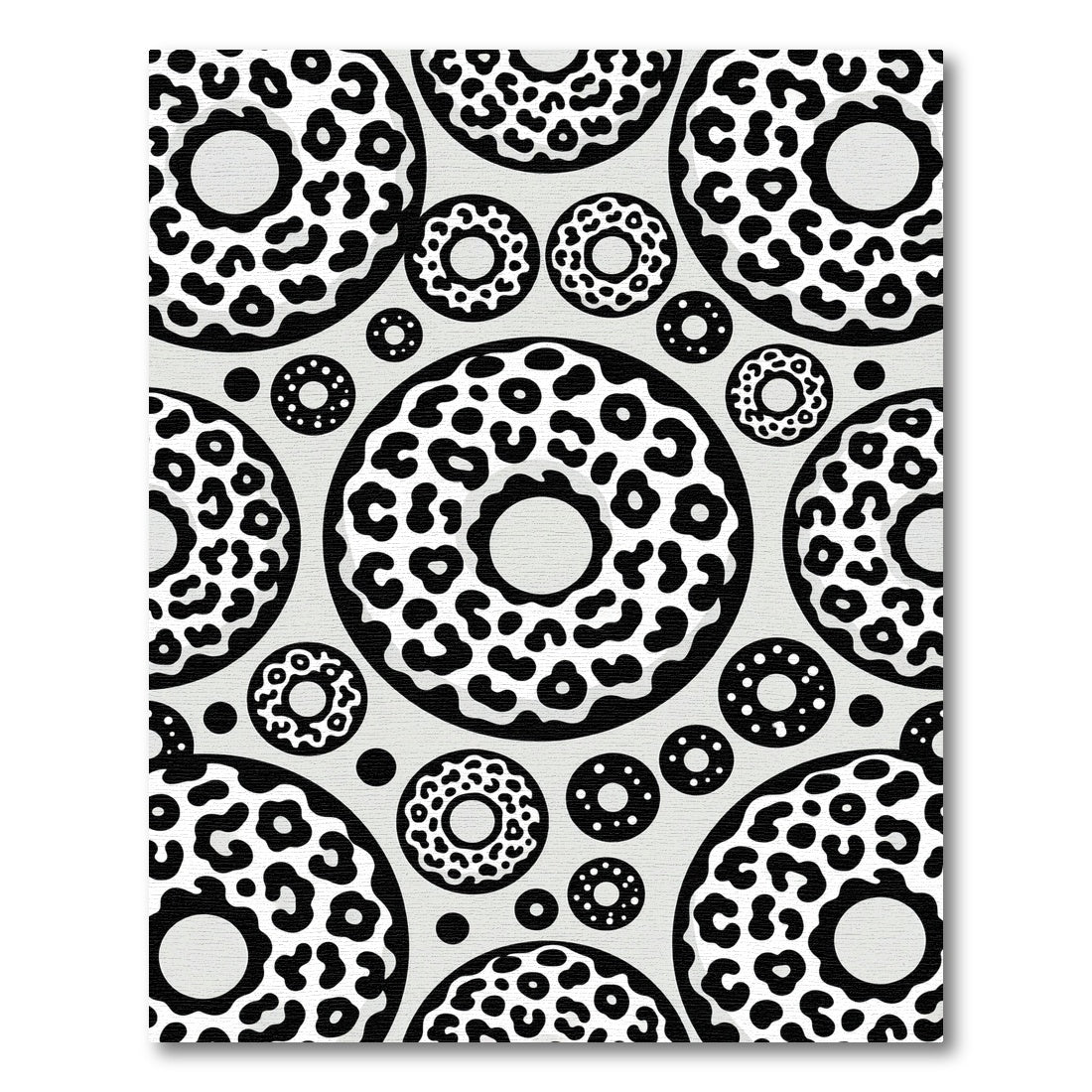 Monochrome Leopard Spotted Donut Illustration Rug