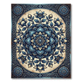 Intricate Navy Blue Floral Mandala Rug