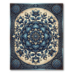 Intricate Navy Blue Floral Mandala Rug