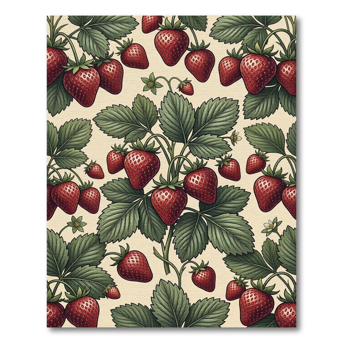 Vintage Botanical Strawberry Berry Illustration Rug