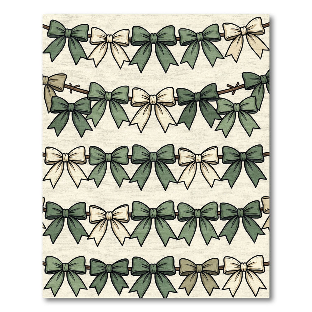 Sage and Cream Bow Garland Rug