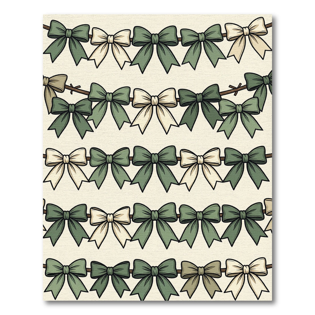 Sage and Cream Bow Garland Rug