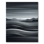 Monochrome Linear Mountain Landscape Waves Rug