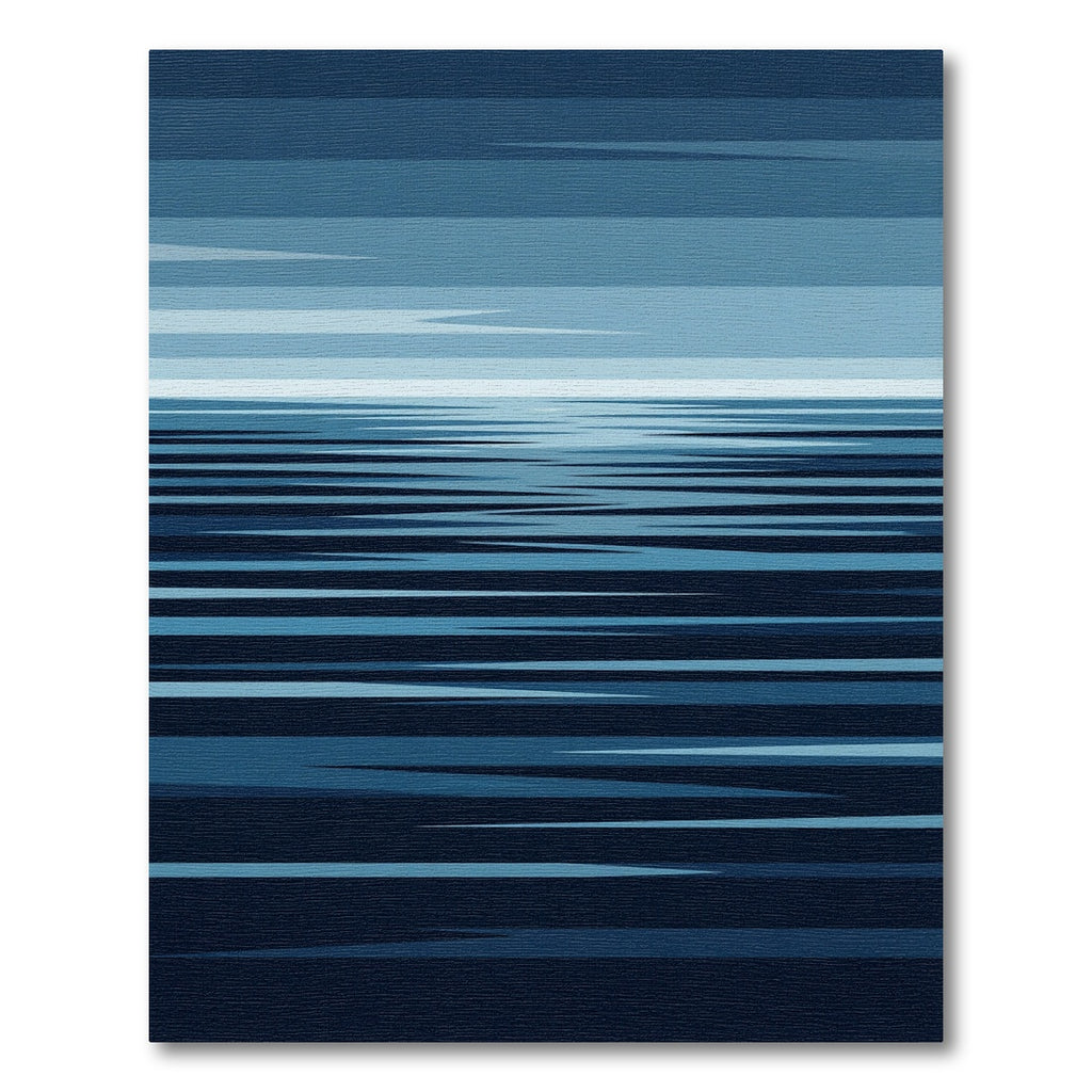 Deep Blue Abstract Horizon Stripes Rug