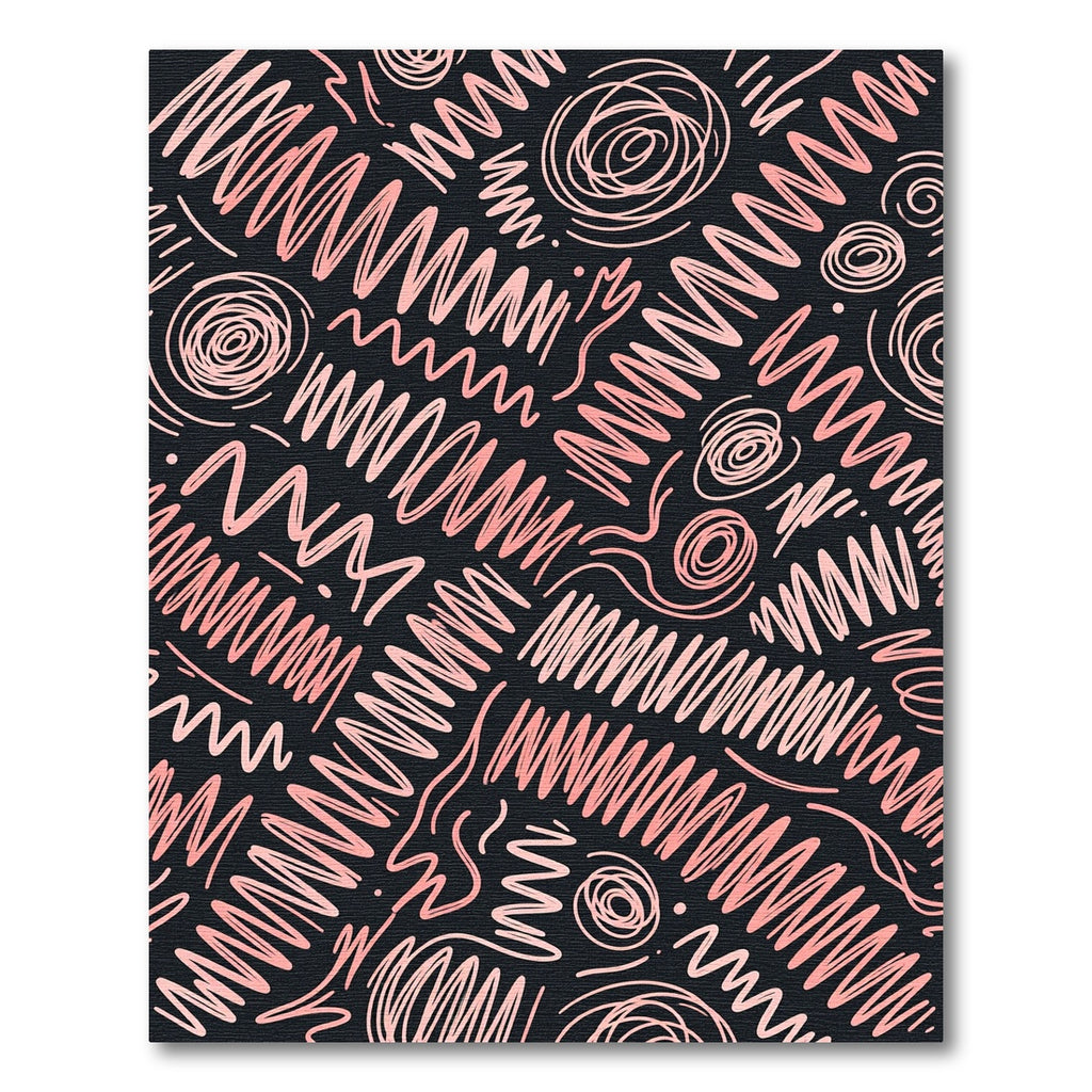 Coral Scribble Spiral Composition Rug