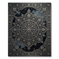 Antique Gold Floral Medallion Black Rug