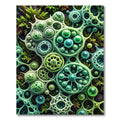 Abstract Microscopic Green Cellular Spheres Rug