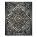 Ornate Gold and Teal Mandala Rug