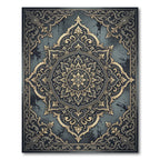 Ornate Gold and Teal Mandala Rug