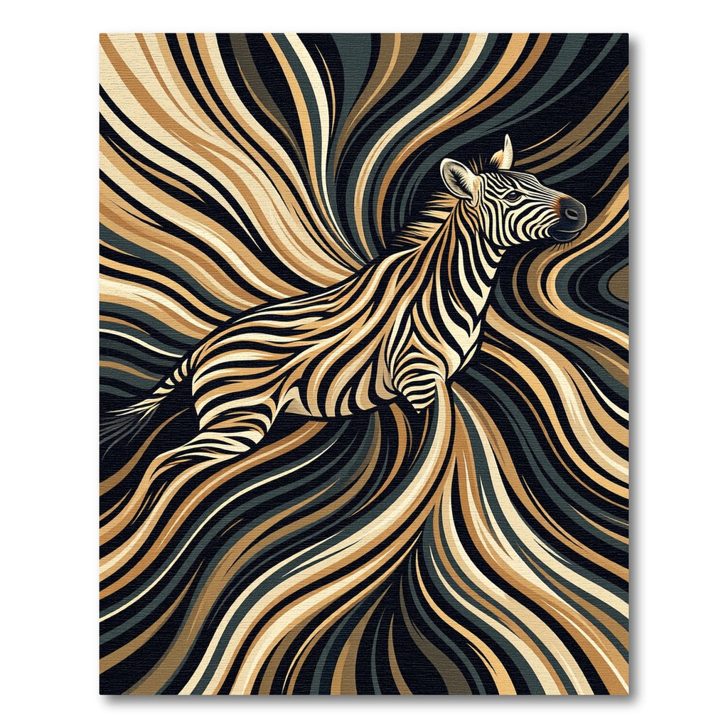 Abstract Golden Zebra Swirl Flowing Art Rug