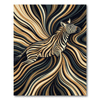 Abstract Golden Zebra Swirl Flowing Art Rug