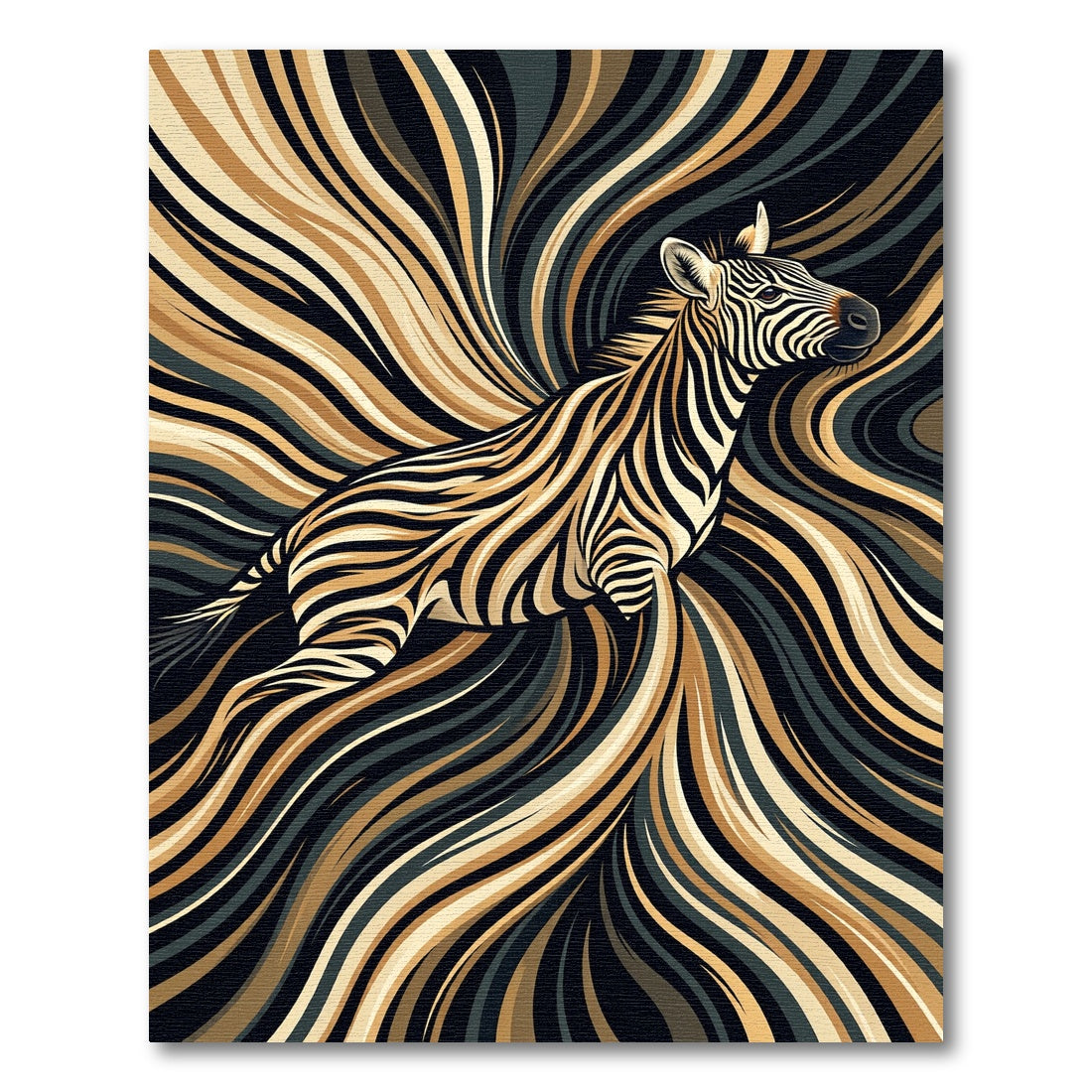 Abstract Golden Zebra Swirl Flowing Art Rug