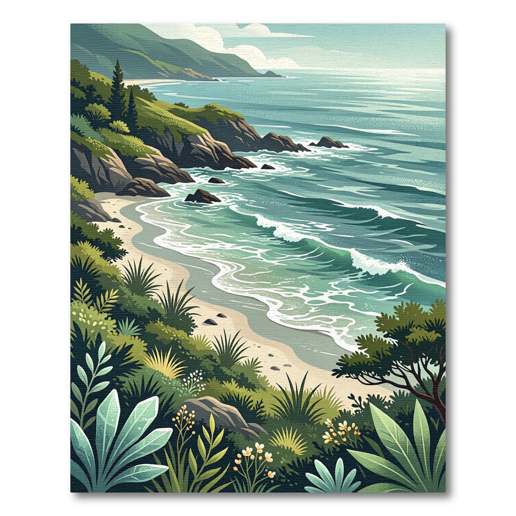 Coastal Cliffside Ocean Landscape Art Rug
