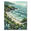 Coastal Cliffside Ocean Landscape Art Rug