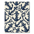 Navy Nautical Anchor Rope Illustration Rug