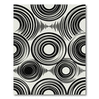 Black White Concentric Circles Arrangement Rug