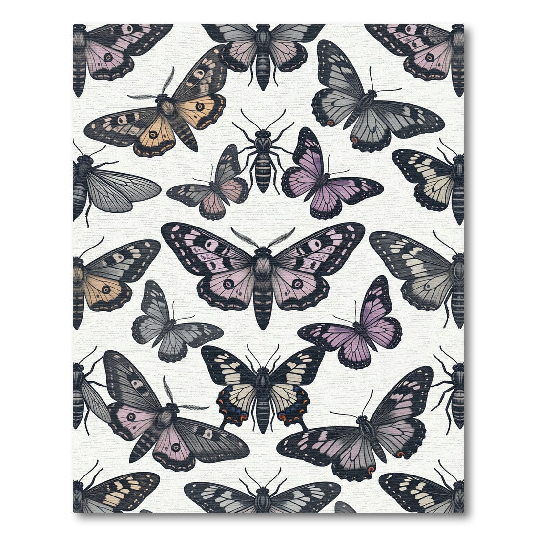 Dark Botanical Muted Tone Butterfly Meadow Rug