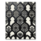 Monochrome Damask Victorian Scroll Rug