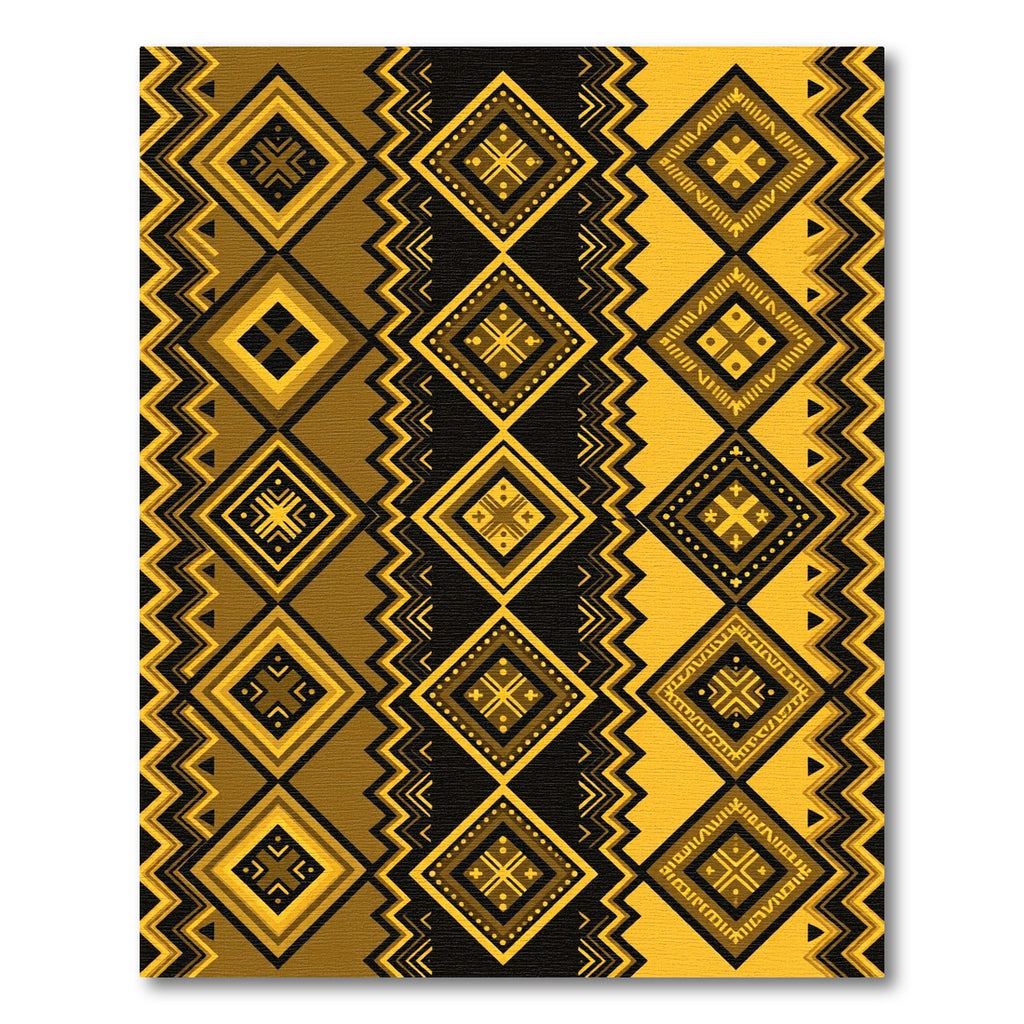 Bold Golden Geometric Tribal Diamond Rug