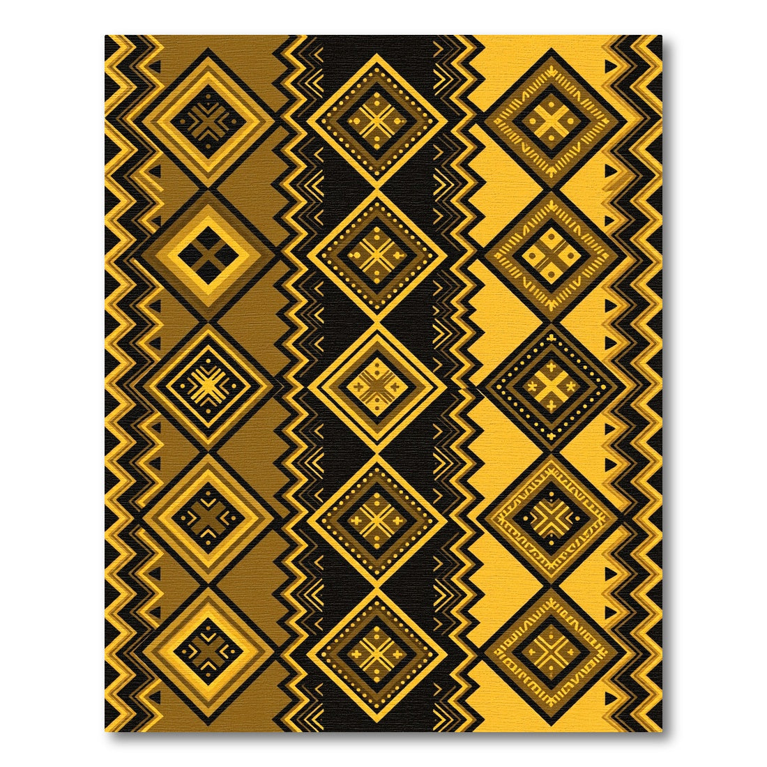 Bold Golden Geometric Tribal Diamond Rug