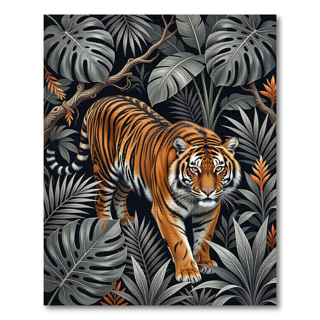 Striking Orange Tiger Lush Jungle Art Rug