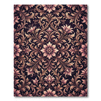 Ornate Damask Floral Rose Gold Tapestry Rug