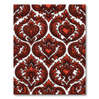 Ornate Crimson Heart Damask Rug