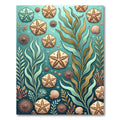 Coastal Teal Sandy Starfish Seaweed Rug